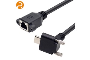 PVC RJ45 to Type-C Data Cable with Industrial Locking Connector for Industrial Switch and Security Camera