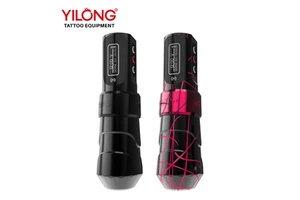 Yilong Rotary Tattoo Machine Camouflage 2000mAh Battery Tattoo Pen Machine Wireless Lcd Display Tattoo Gun with Rca Connector
