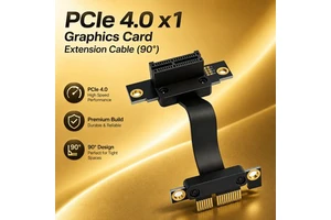 High Speed 16Gbps PCIe 4.0 X1 Extension Cable 90 Degree Riser Right Angle Shielded Flexible Cord Gold Plated Contacts NAS ITX