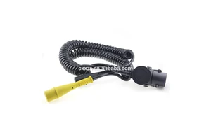 24V 15 Pin ABS EBS Trailer Plug and Socket With Spiral Power Cable for Heavy Duty Trailer