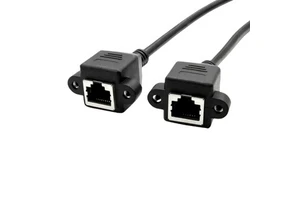 Screw Lock Panel Mount RJ45 Female to Female F/F 10/100Mbps LAN Ethernet Network Extension Cable Cord