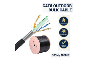Outdoor Waterproof Direct Burial CAT6 LAN Cable 305m 1000ft 23AWG Solid Bare Copper Shielded Network Bulk Cable