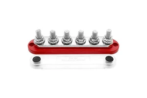 6 Way Battery 300A Bus Bar Terminal Block Heavy Duty 3/8 Studs Bus Bar Power Distribution Block with Cover for Car Yacht