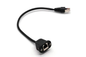 Ethernet LAN Cat5 UTP Panel Mount RJ45 Extension Cord with Adapter 30cm Copper Core for Machine Use