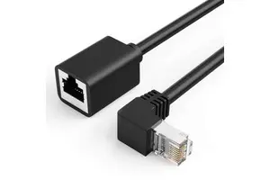 CAT6 Ethernet Extension Cable, Shielded 8P8C Ethernet Patch Cable,Up Angled Support Bandwidth up to 250mhz,1.6ft/0.5m,Black