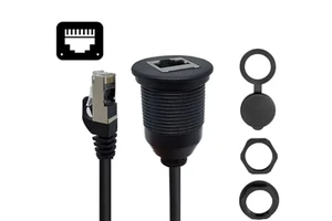 Braid Two-Way Radio Flush Mount Auto Ethernet RJ45 Male to Female Extension Cable Cat5e Network Patch Cord for Car Dash LAN