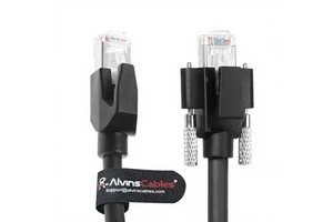 Alvin's Cables GigE Vision Male RJ45 Thumbscrews Screw Lock Industrial Ethernet Cable Shielded CAT6a High-Flex Drag-Chain Camera