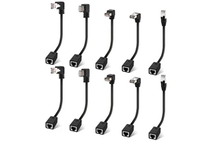 Cat6 Ethernet Indoor Extension Cable RJ45 Network LAN Patch Cord with FTP Shielded Male Female Connector Multiple Angles Adapter