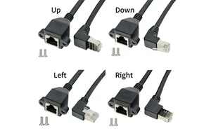 Black 0.3M 0.5m 1m 1.5m RJ45 Cat5E Male to Female Screw Panel Ethernet LAN Network Extension Cable for Computer