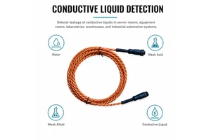 2-Core Liquid Leakage Sensing Rope Non-Positioning Water Leak Sensor Cable TCP Strobe Alarm System for Leak Detection Devices