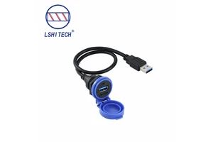 USB3.0 Copper Extension Cable 5Gbps Data Sync IP67 90 Degree Right Angle Male to Female Cord for Industrial Camera Rack