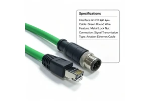 M12 to RJ45 Four-core A-type Male Shielded Waterproof Pair Wiring Cat5 RJ45 Copper IP67 Used in Industrial Automation Train