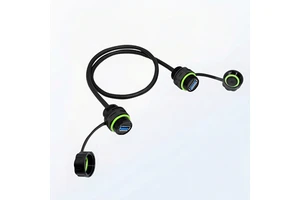IP68 Waterproof USB 3.0 Dual Extension Cable M20 Panel Mount Industrial Connector with Dust Cap for Outdoor Camera LED Screen