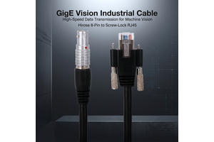 GigE Vision Industrial Camera Cable Hirose 8-Pin to Screw-Lock RJ45 High-Speed Data Transmission for Machine Vision
