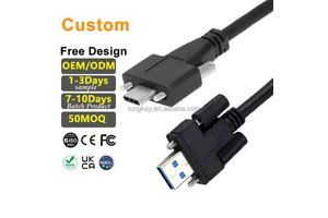 LUNG KAY Screw Lock Type-C to USB 3.0 Cable 5Gbps Panel Mount Data Sync Cable for Industrial Camera Machine Vision Secure