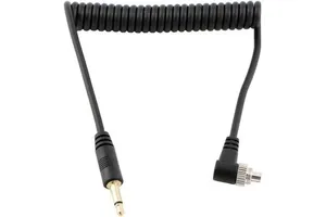 3.5mm to PC Sync Cable Cord Spring Coiled Wire Cord with Screw Lock for Canon Nikon Sony Most DSLR Camera Flash Trigger
