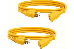 Yellow SJTOW 12/3 Extension Cord High Visibility Heavy Duty Power Cables Oil Resistant Electrical Supplies for Construction