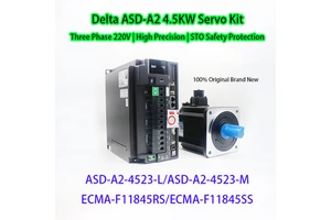 Delta A2 Servo Set ASD-A2-4523-L/M + ECMA-F11845RS/SS 4.5kW 1500RPM Servo Motor Driver Kit for Heavy-Duty Automation Equipment