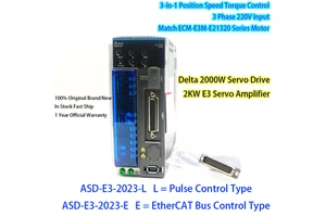 Original Delta 2kW Servo Drive ASD-E3-1521-L/ASD-E3-1521-E Pulse EtherCAT Bus 3-in-1 Control 3 Phase AC 220V Input IP20 7A