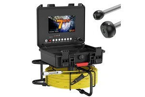 17MM 7-Inch Sewer Pipe Inspection Camera 30M Cable 5MM Diameter Drain Industrial Endoscope DVR Data Storage Night Vision