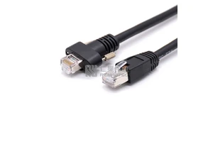 RJ45 Plug to RJ45 Screw-on Plug Black 1m GigE Camera Cable High Flexibility Industrial Ethernet Cable,Gigabit Data Transmission
