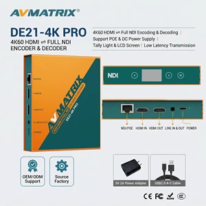 AVMATRIX DE21-4K PRO 4K HDMI NDI Bi-directional Encoder Decoder 4K60 Full Bandwidth PoE for Live Streaming Broadcast