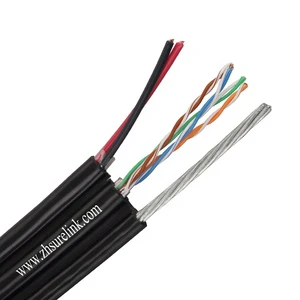 23awg PVC Jacket Elevator Cable Flat Lift Cable with Two Steel Wire Lan Cable UTP CAT6 Elevator Cable
