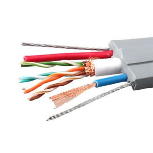 20years Factory Flexible Cat6 Elevator Cable with Two Steel Wire Flat Lift Cable Travelling UTP CAT6 CCTV Lift Cable