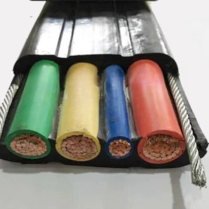 Wholesale Custom Factory Price PE Copper Double Steel Wire Crane Elevator Flat Cable 0.6/1KV 3/4/5 Core Traveling Cable