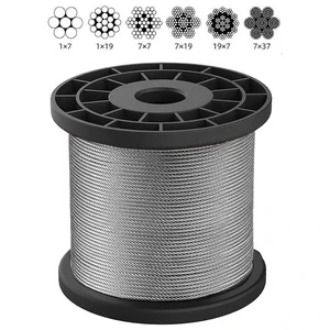 FULE 8 16mm Plastic PVC Coated 316 Stainless Steel Wire Cable Price 7x7 7x19 Cableway Elevator Crane Galvanized Steel Wire Rope