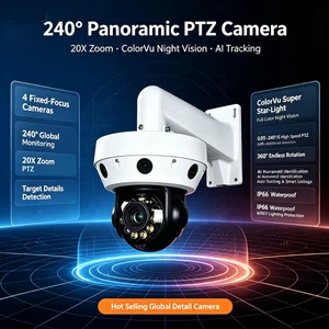 4pcs Fixed Lens Add 1pcs 20X Optical Zoom Lens Auto Tracking Microphone Security Multi Lens Panoramic PTZ IP CCTV Camera