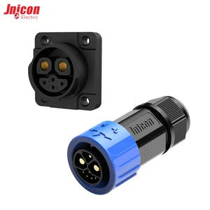 M23 2+4 Pin Hybrid Waterproof Connector IP67 50A 300V + 5A 60V Power Signal Combo Square Flange Receptacle for E-Bike Battery