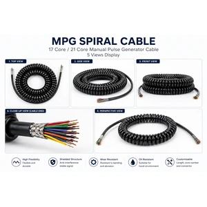MPG Spiral Cable 17 Cores 21 Cores Rotary Encoder Retractable Cable High Flex Manual Pulse Generator Coiled Cable