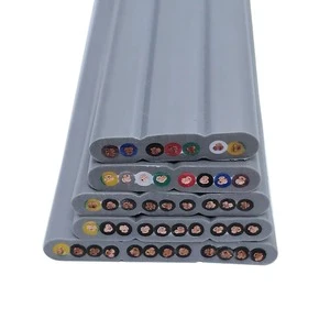 Driving Flat Cable YFFB+2G 20 Core 18 17 AWG Industrial PVC Electric Door Telescopic Elevator Crane Drag Chain Cable