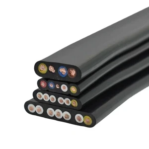 OEM Factory Price Flat Cable 24awg 16awg 12awg 8awg 4 5 6 Core Flexible Crane Elevator Rubber Power Cable