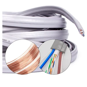 Flat Elevator Line Accompanying Cable Super Category 5 8-core Video Network Surveillance Line Double Steel Strip Power Cord