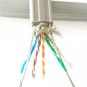 CCTV Elevator Cable Double Steel Wire Traveling Flat Double-Layer Shield CAT5E/6A Cold Resistant PE Insulated Stranded Wear