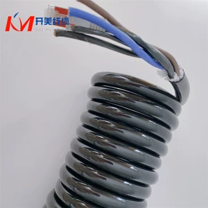 3-core 4-square Kai Mei Cable RVUT Model Copper Conductor PU Jacket Elevator Telescopic Spiral Cable 16 AWG 300V -40 +85 Black