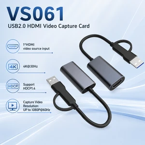 USB2.0 Capture Card 1080P60 4K30 Input USB-A&Type-C Driver-Free for Output Aluminum Housing Camera Laptop Phone Gaming Live