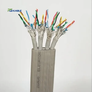 High Quality Custom Shielded Copper Industrial PE Flat Elevator Cable Hot Sale 4*CAT6 Elevator Lifts Parts Travelling Cable