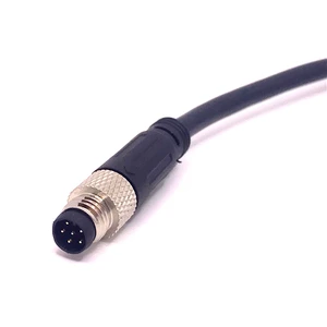 Waterproof Male Straight Encoder Cable M8 6 Pin with PVC Black 30CM