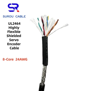 PMS 2464 24AWG 8-Core Highly Flexible Single Pair Twisted Shielded Signal Cable, Encoder Cable Automation Equipment Cable