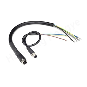 Single End M12 L Code 5 Pin 4+PE PVC Cable IP67 Waterproof Straight Male/Female Connector for Industrial Automation