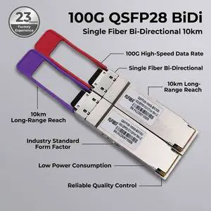 100G QSFP28 BIDI 10km 1271nm 1331nm Simplex LC SMF Optical Transceiver Module Cisco Compatible Factory Price High Speed DDM
