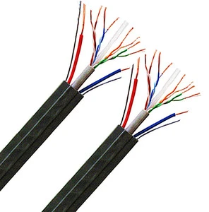 flat shielded elevator cable travelling cat6 with power wire with steel wire for cctv camera