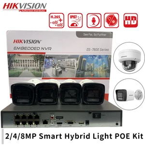 Hikvision POE CCTV Kit DS-7604NXI-K1/4P NVR+DS-2CD1043G2-LIU 4MP Smart Hybrid Light Cameras Built-in Mic Outdoor Security System