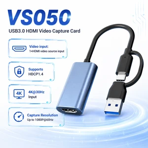USB3.0 HDMI Capture Card 1080P60 4K30 Input USB-A&Type-C Dual Plug Driver Free for Game Phone Live Streaming