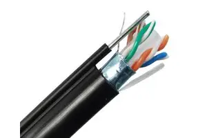 AMPXL Flat Shielded Elevator Cable Travelling Cat6 with Power Wire with Steel Wire for Cctv Camera