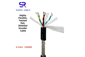 PMS 2464 22AWG 6-Core Highly Flexible Single Pair Twisted Shielded Signal Cable Encoder Cable Automation Equipment Cable