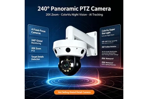 4pcs Fixed Lens Add 1pcs 20X Optical Zoom Lens Auto Tracking Microphone Security Multi Lens Panoramic PTZ IP CCTV Camera